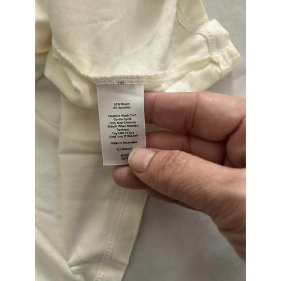 Talbots Faux Wrap Stretch Blouse Womens Size XL Ivory Classic Comfort NWT - Picture 5 of 8